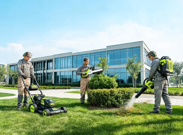 Grounds maintenance with battery garden tools