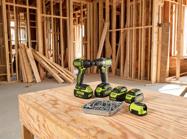Cordless tools on a construction jobsite